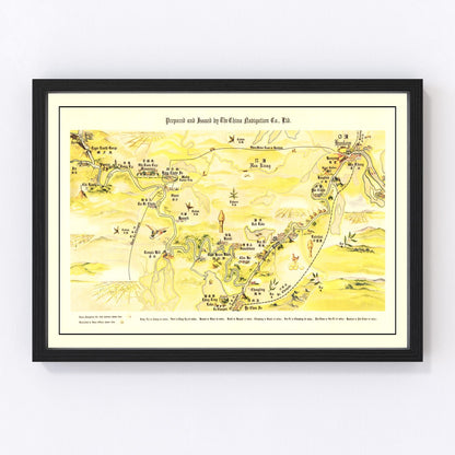 Vintage map of the Yangtze River Valley, China, 1930, digitally restored