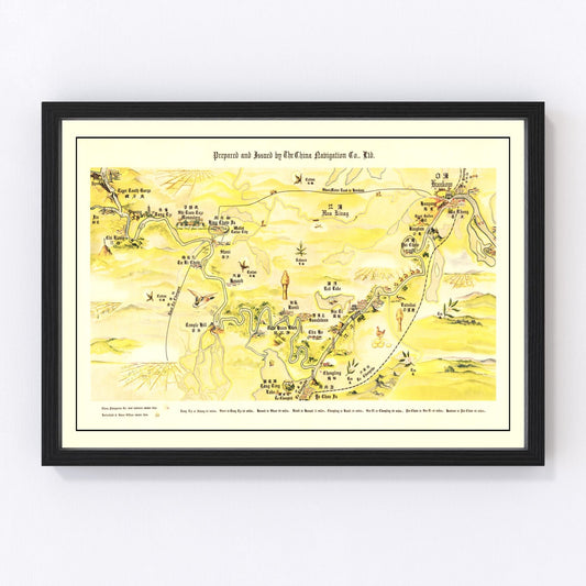Vintage map of the Yangtze River Valley, China, 1930, digitally restored