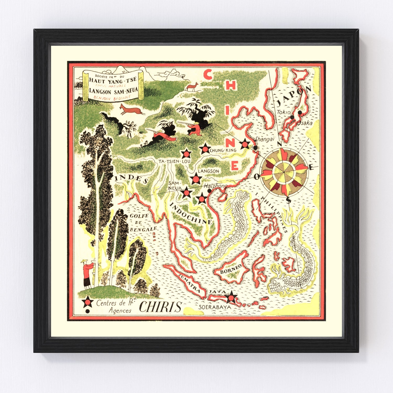Vintage map of China, 1931, digitally restored