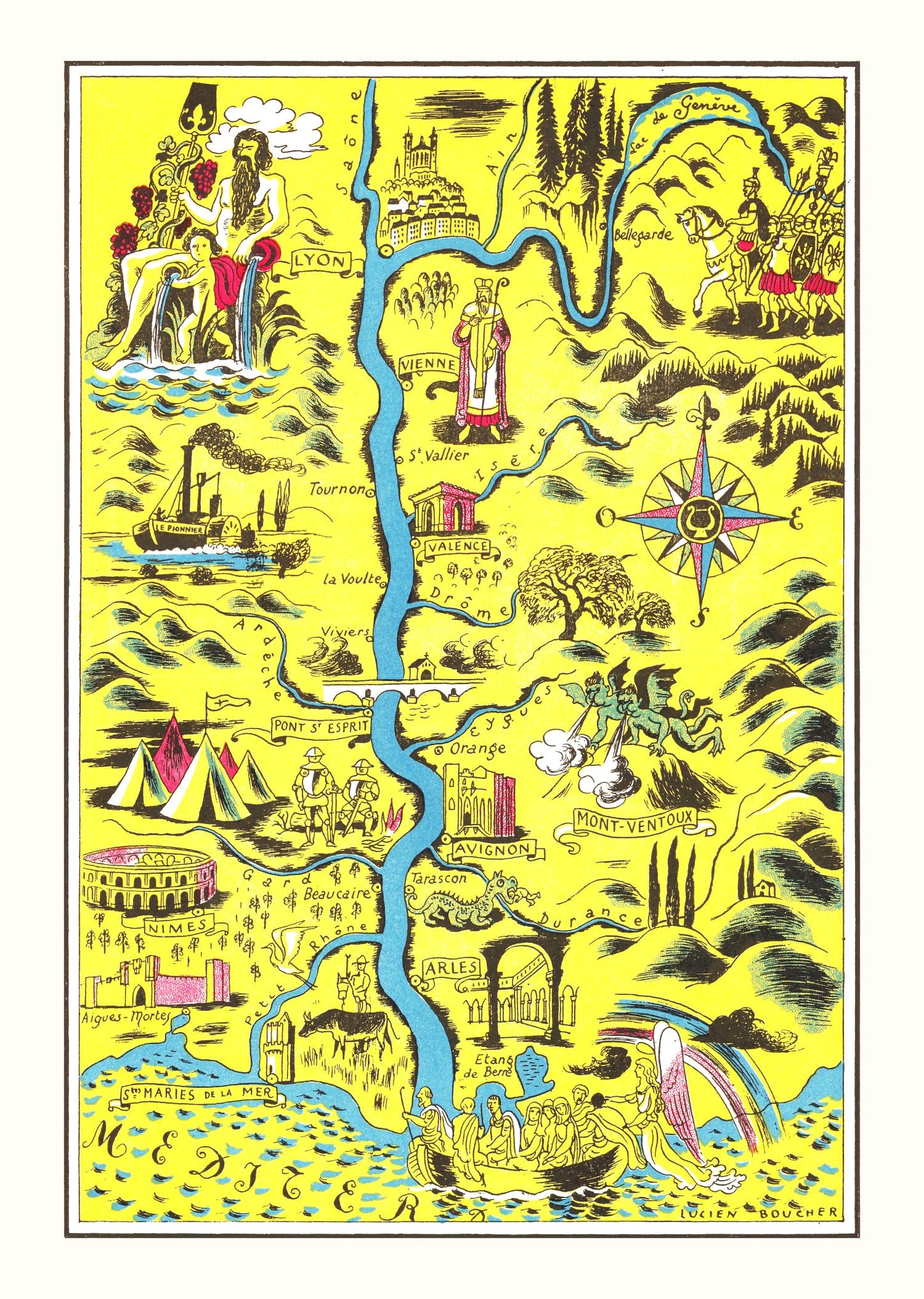 Vintage Map of Saintes-Maries-de-la-Mer, France, 1938