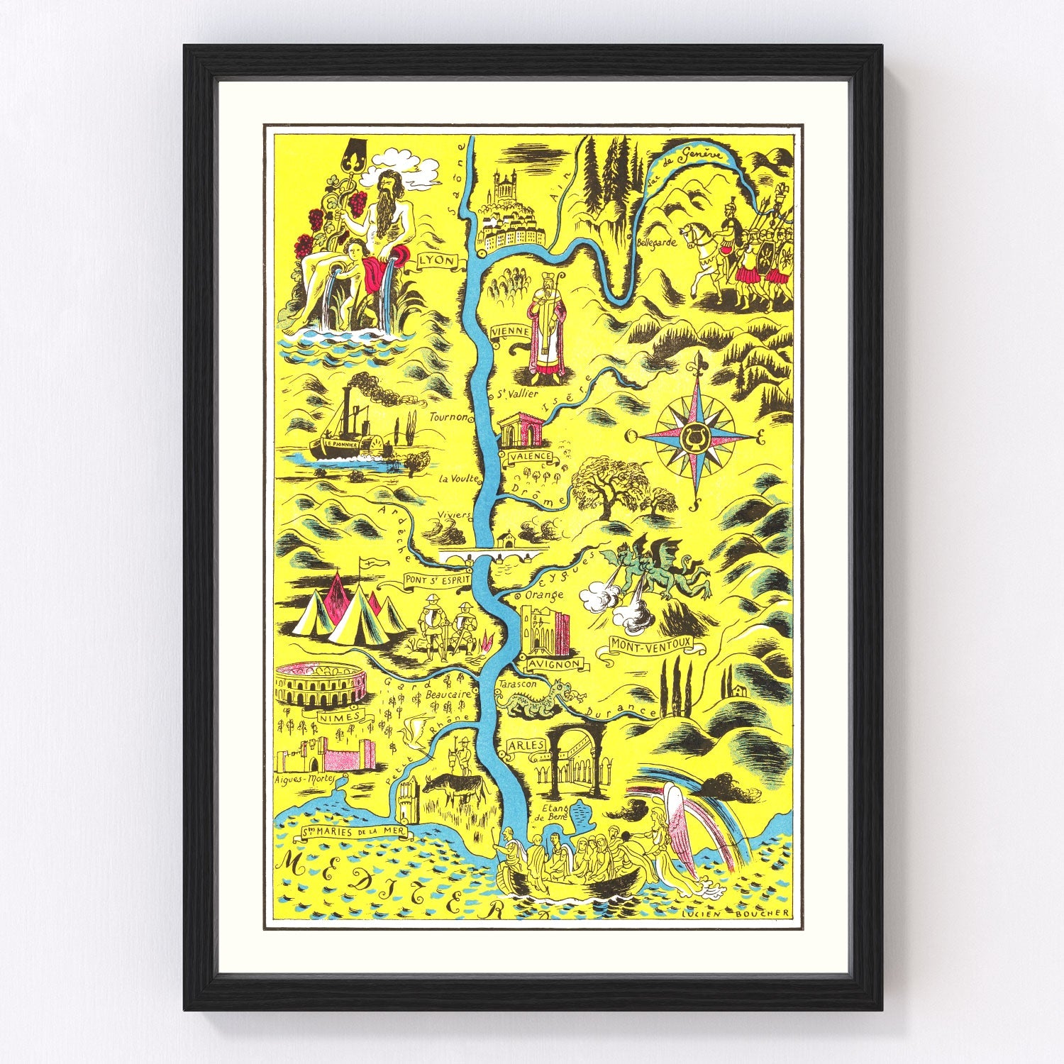 vintage map of Saintes-Maries-de-la-Mer, France, 1938