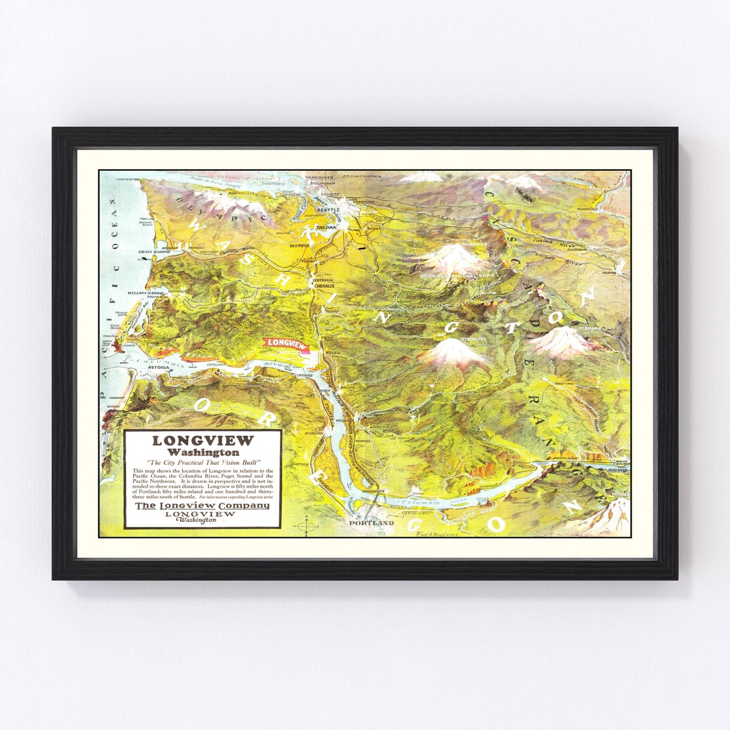 vintage map of Longview, Washington, 1923
