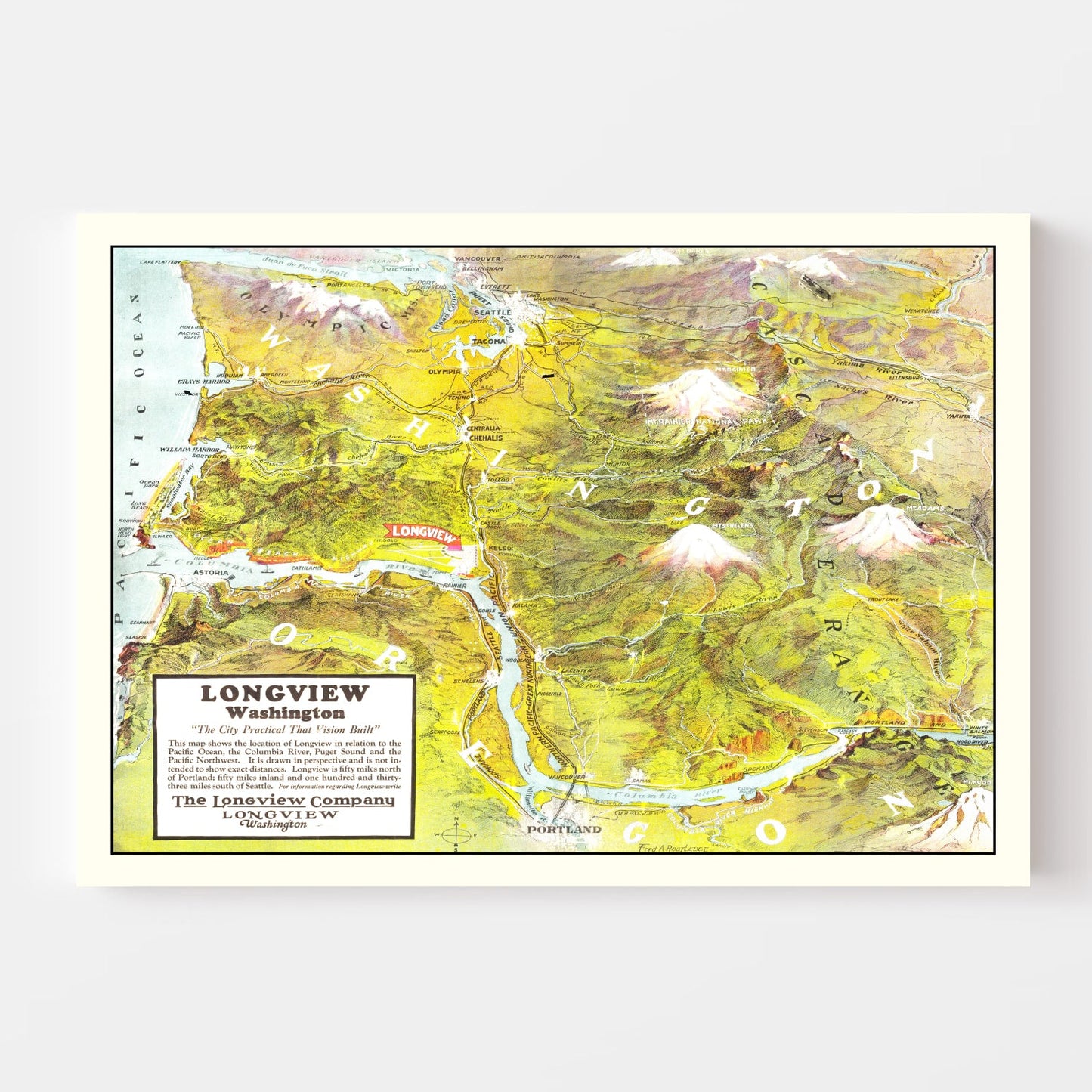 Vintage Map of Longview, Washington, 1923