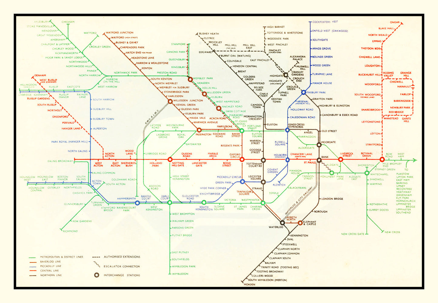 Vintage Railroad Map of London, 1938