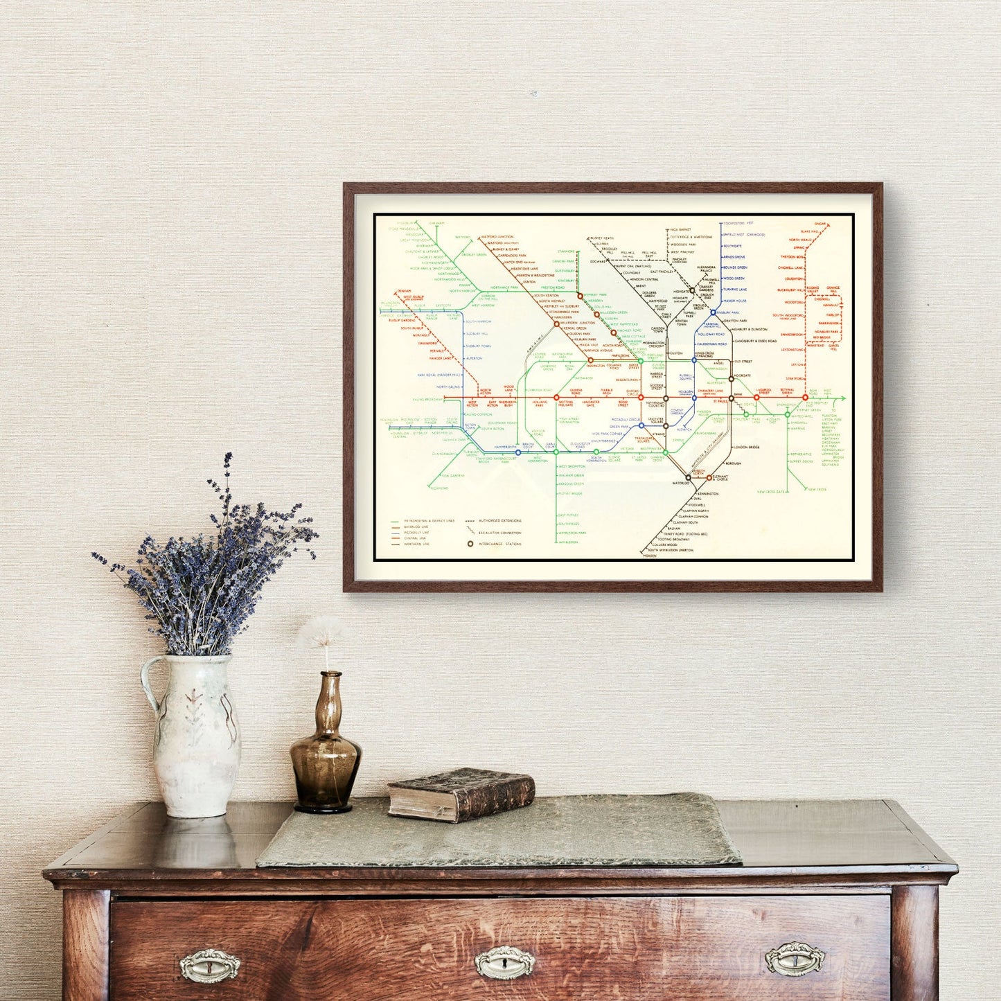 Vintage Railroad Map of London, 1938
