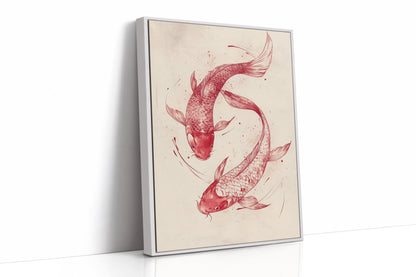 Koi Fish Wall Art Minimalist Japanese Ink Print