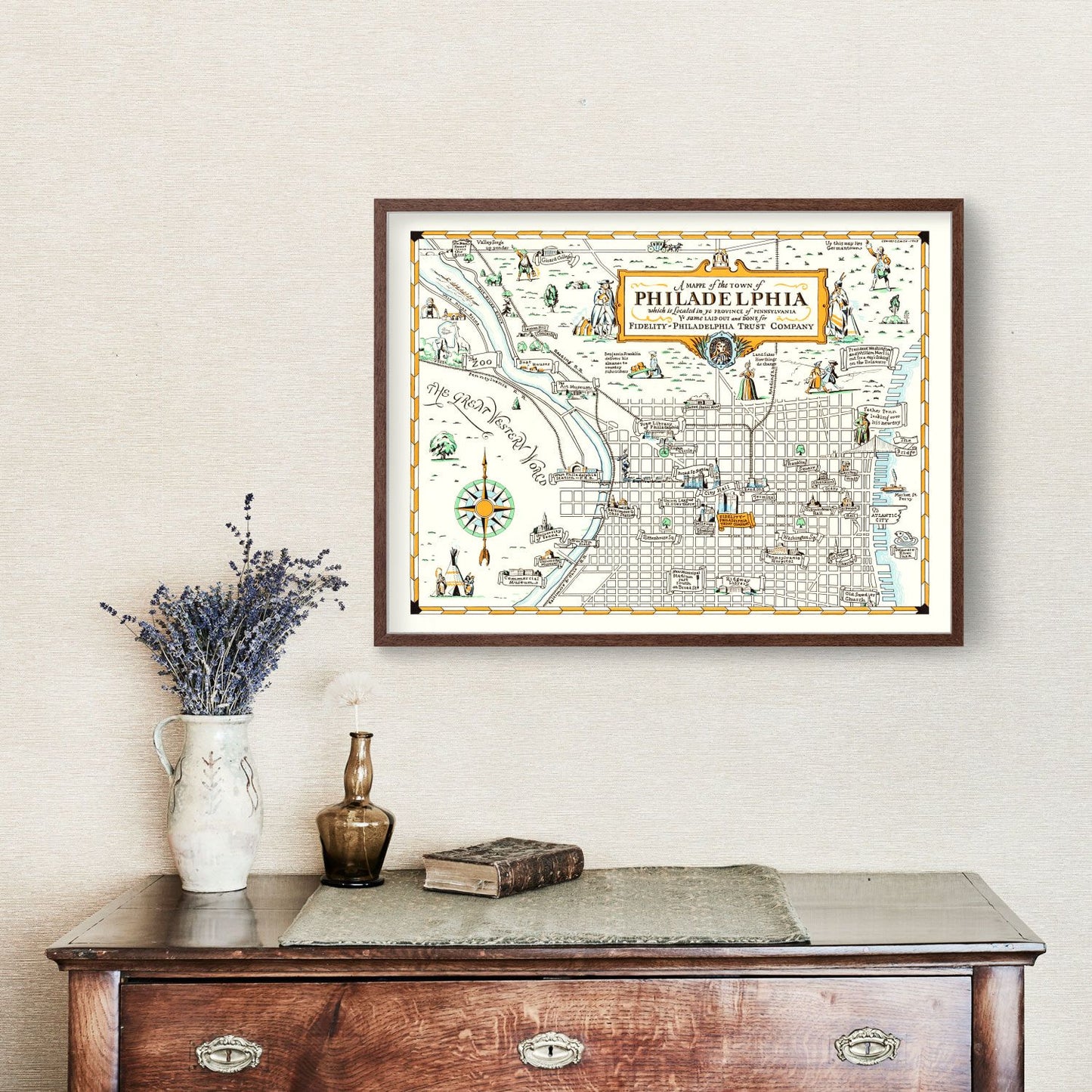 Vintage Map of Philadelphia, Pennsylvania, 1940