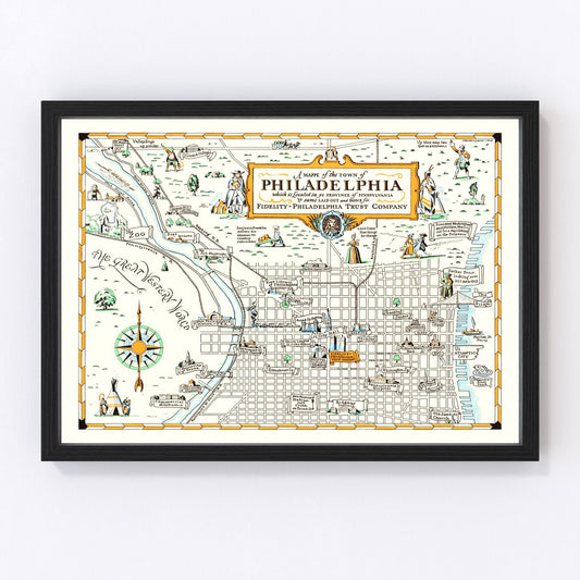 vintage map of Philadelphia, Pennsylvania, 1940