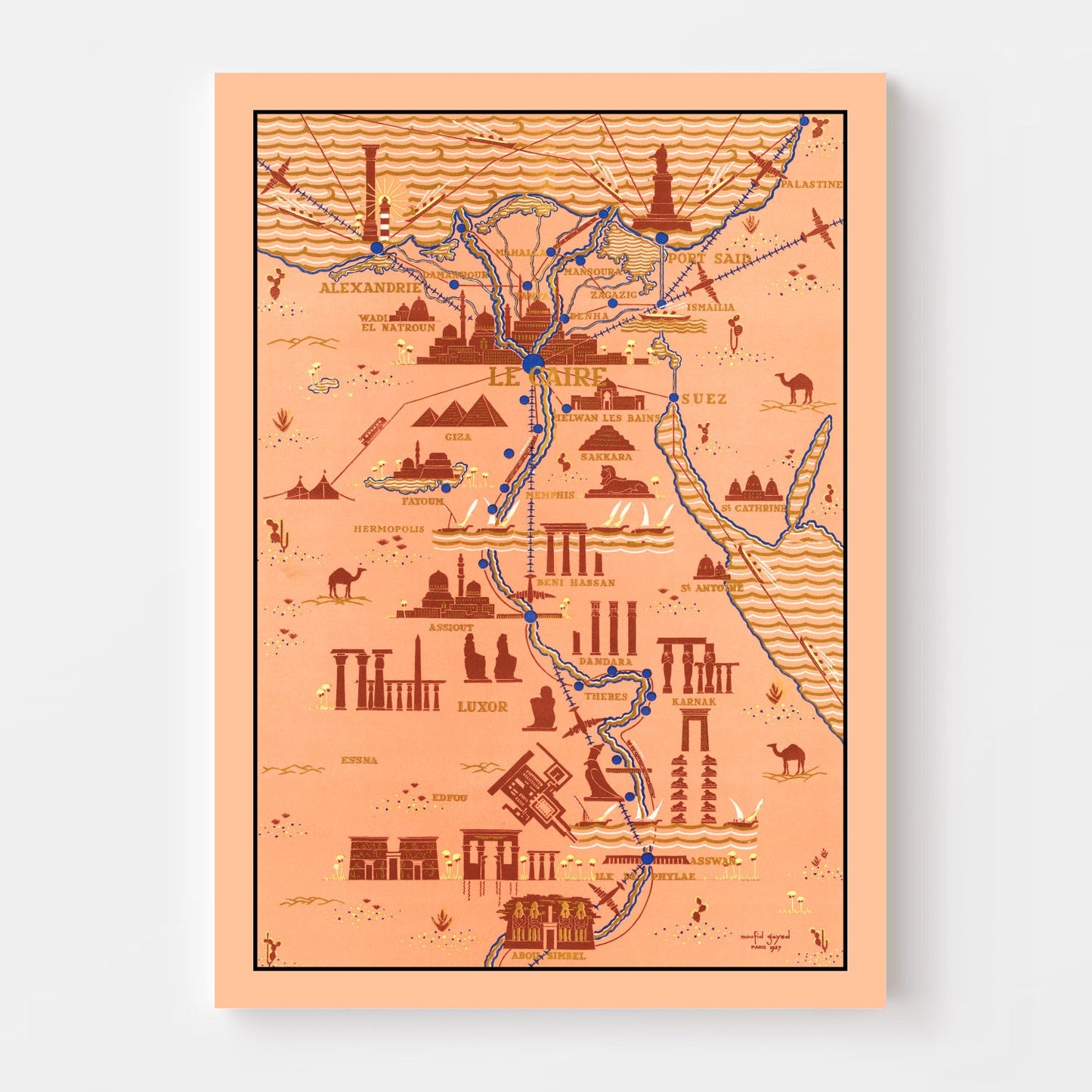 Vintage Map of Egypt 1937