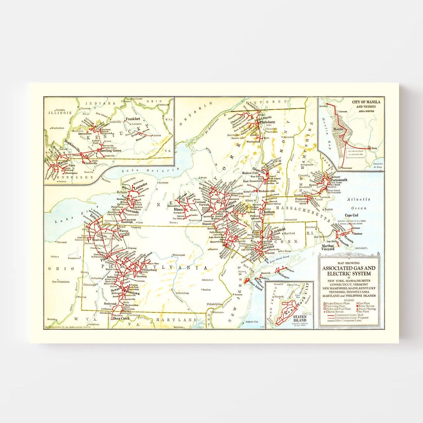 Vintage Map of New York State, 1926