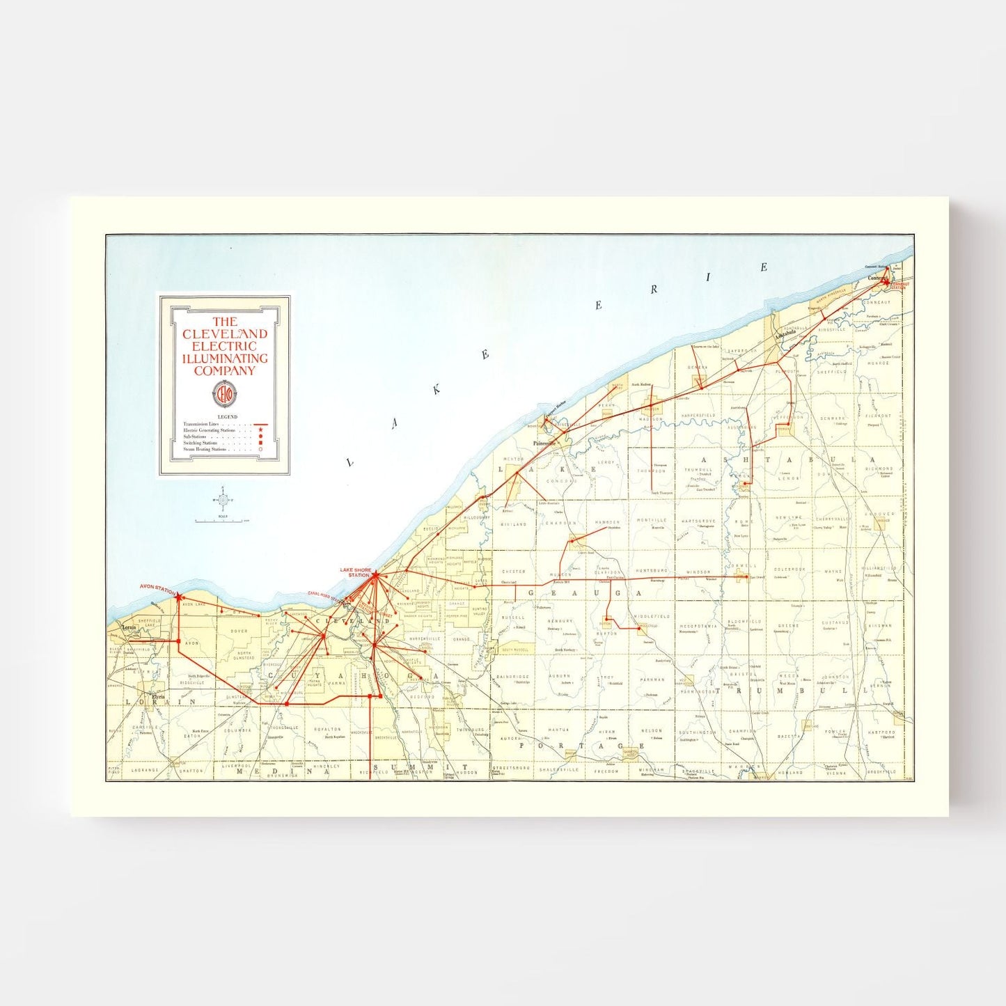 Vintage Map of Cleveland, Ohio 1926