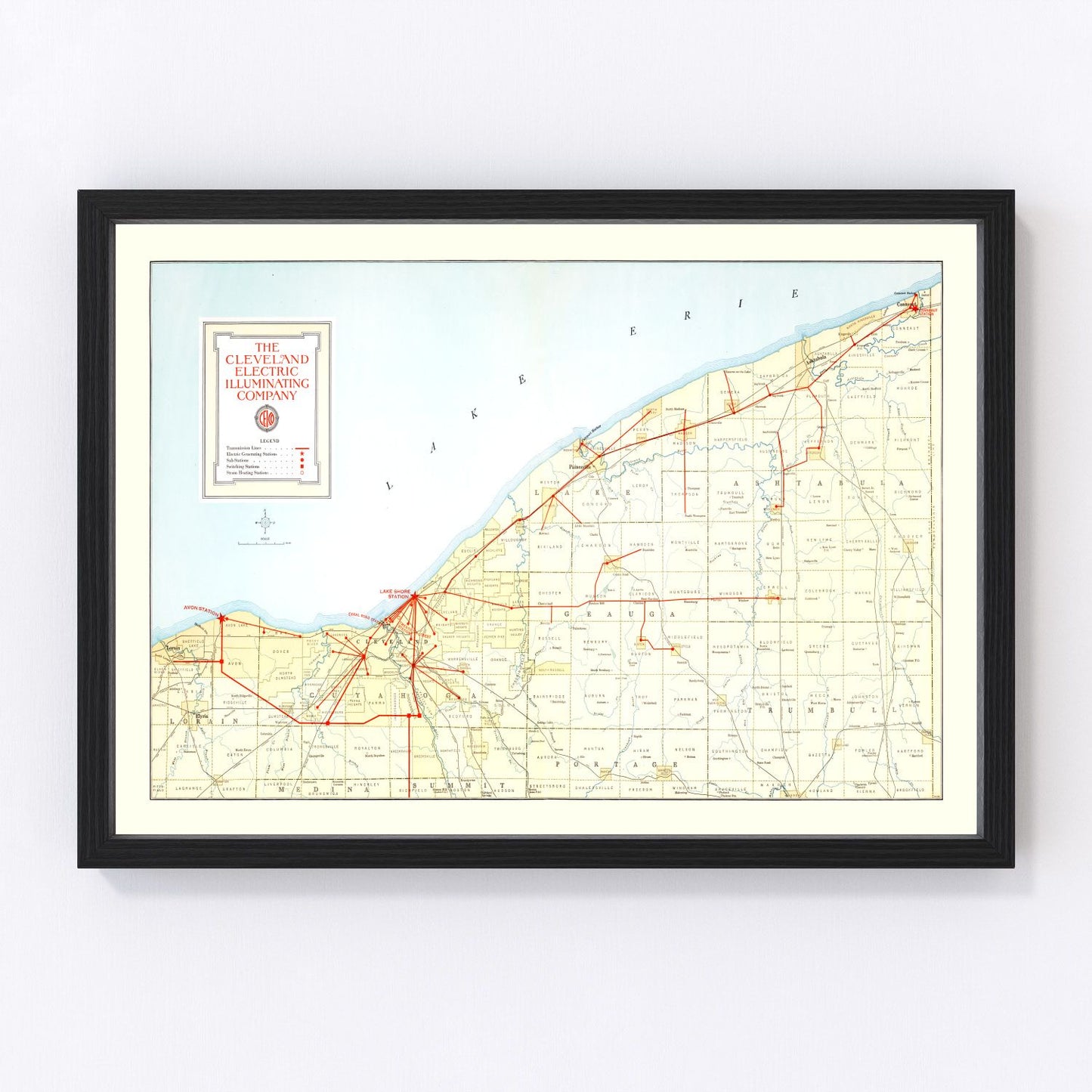 vintage map of Cleveland, Ohio, 1926