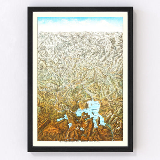 Vintage restored map of Yellowstone National Park, 1895