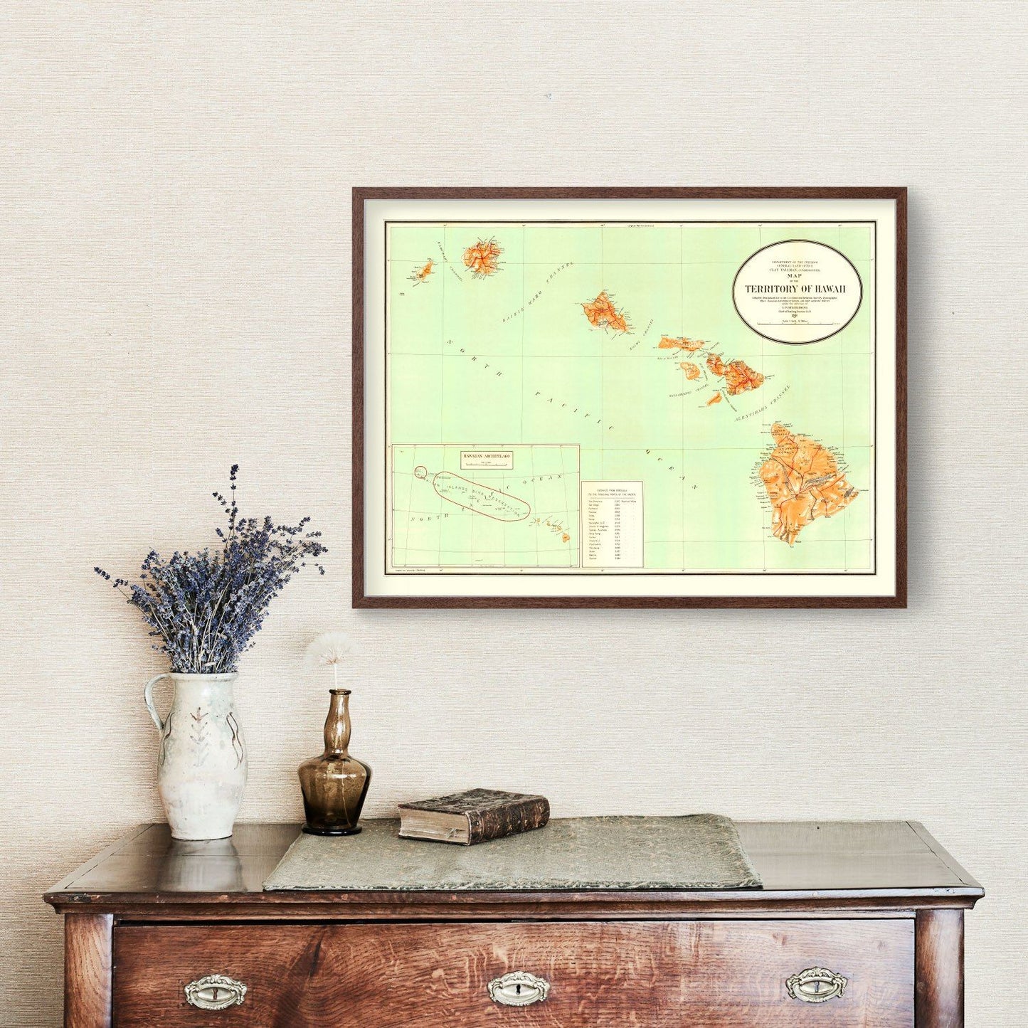Vintage Map of Hawaii, 1918