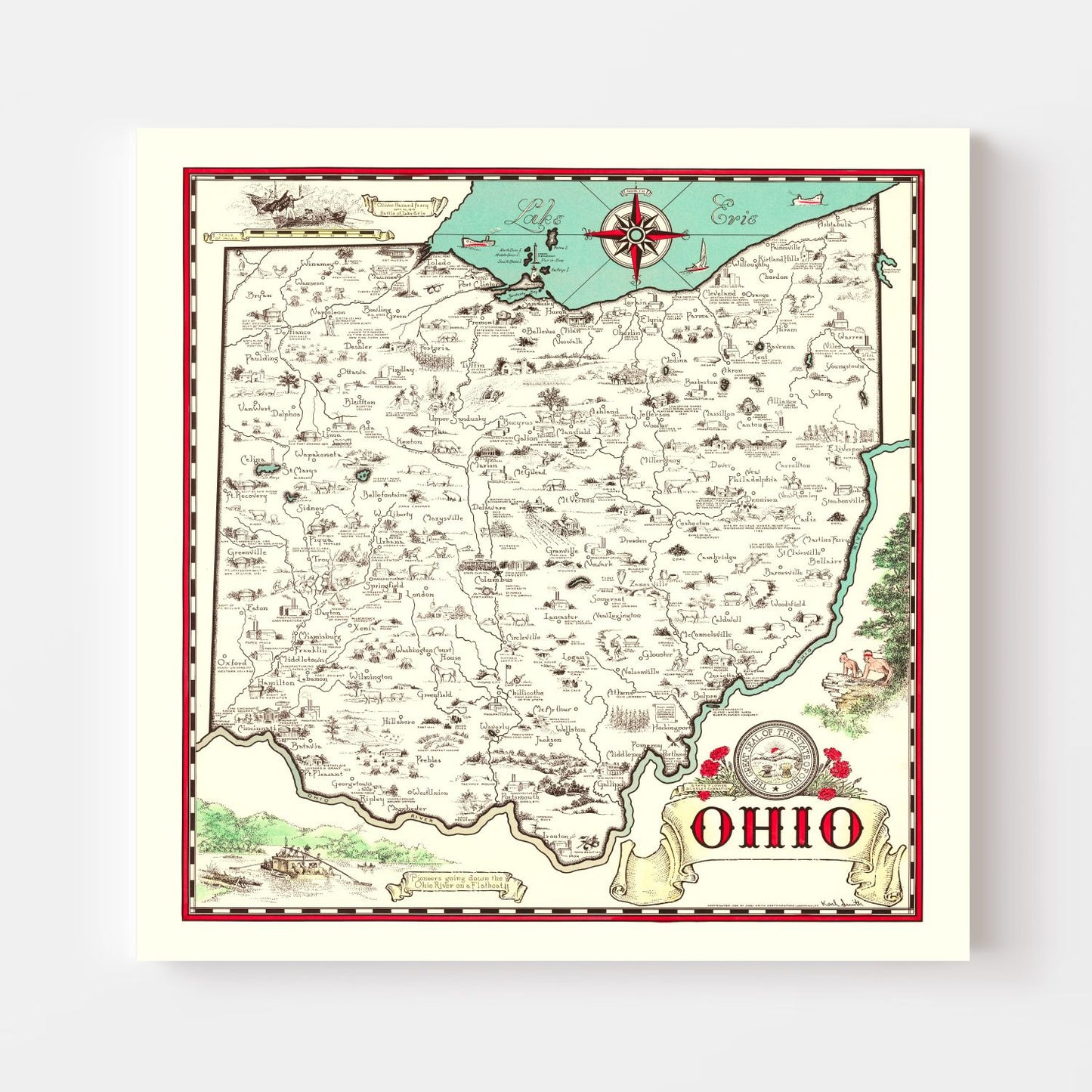 Vintage Map of Ohio, 1940