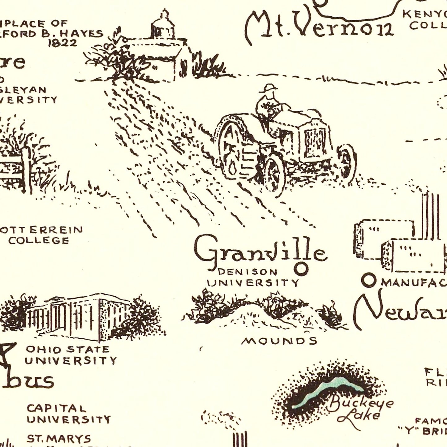 Vintage Map of Ohio, 1940