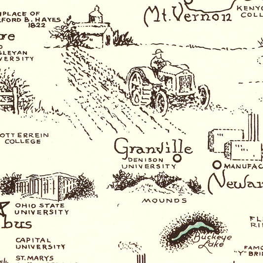 Vintage Map of Ohio, 1940