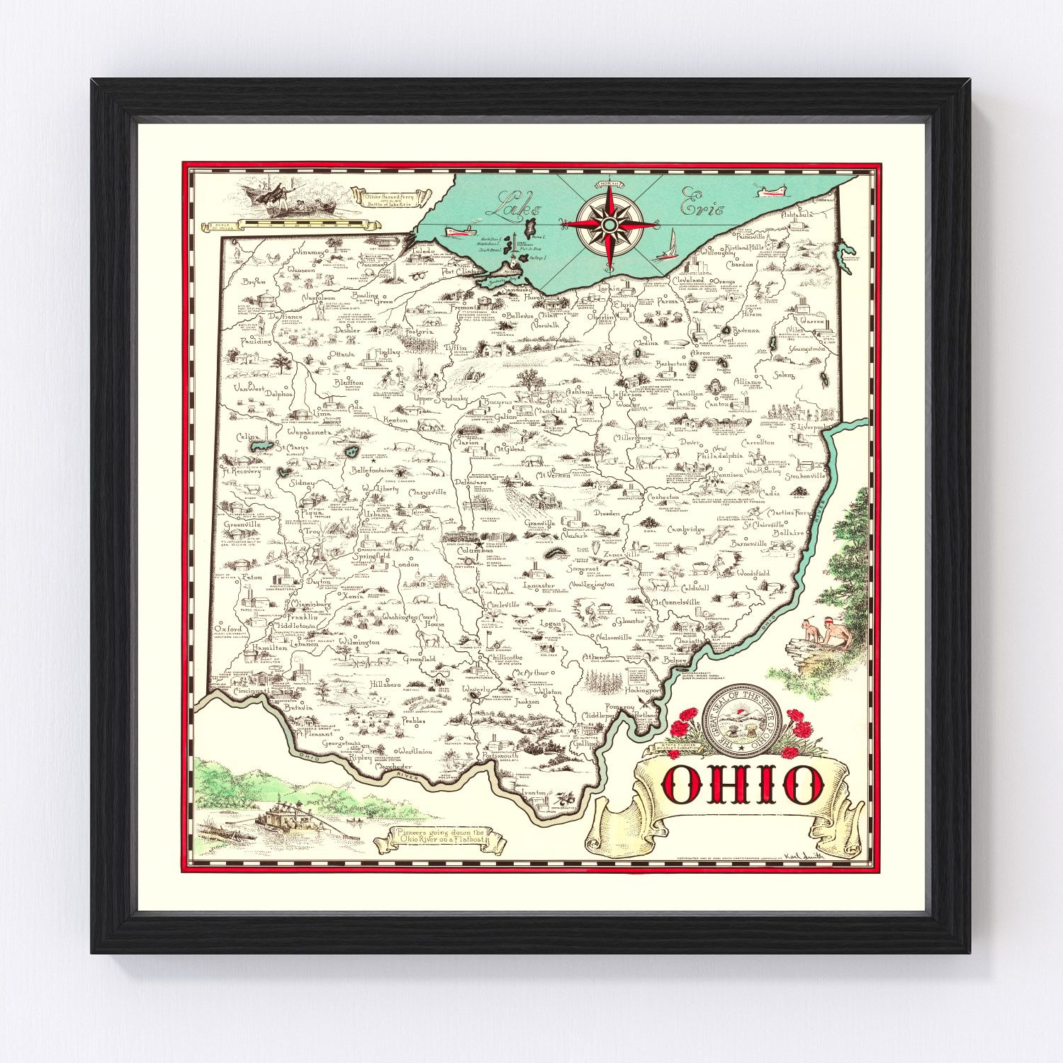 Vintage map of Ohio, 1940