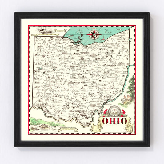 Vintage map of Ohio, 1940
