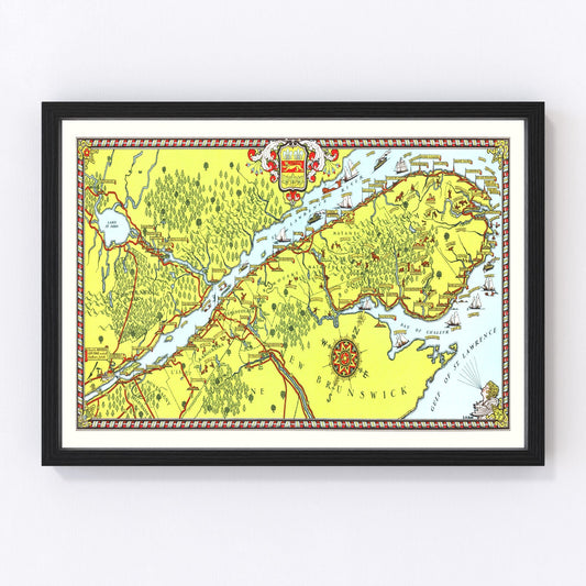 Vintage map of Gaspe Peninsula, Canada, 1929