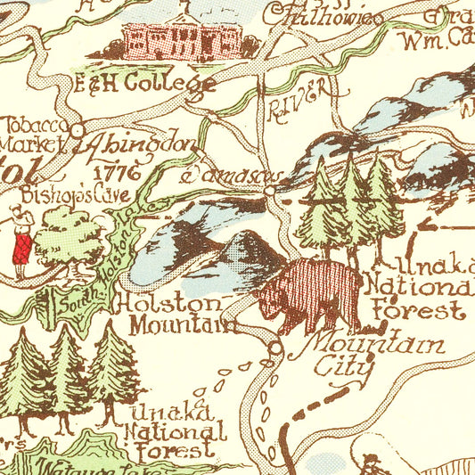 Vintage Map of Appalachia, 1950
