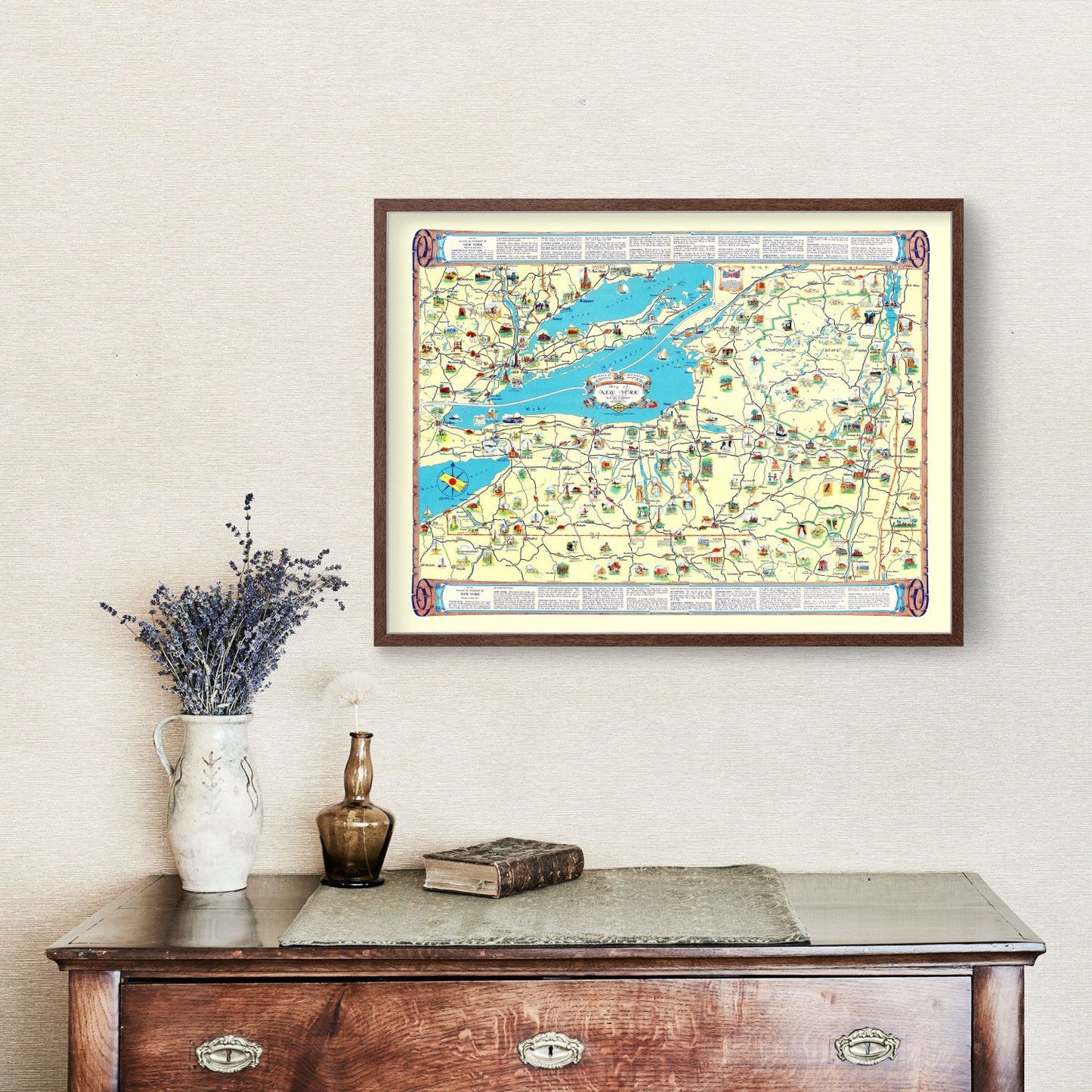 Vintage Map of New York State, 1934