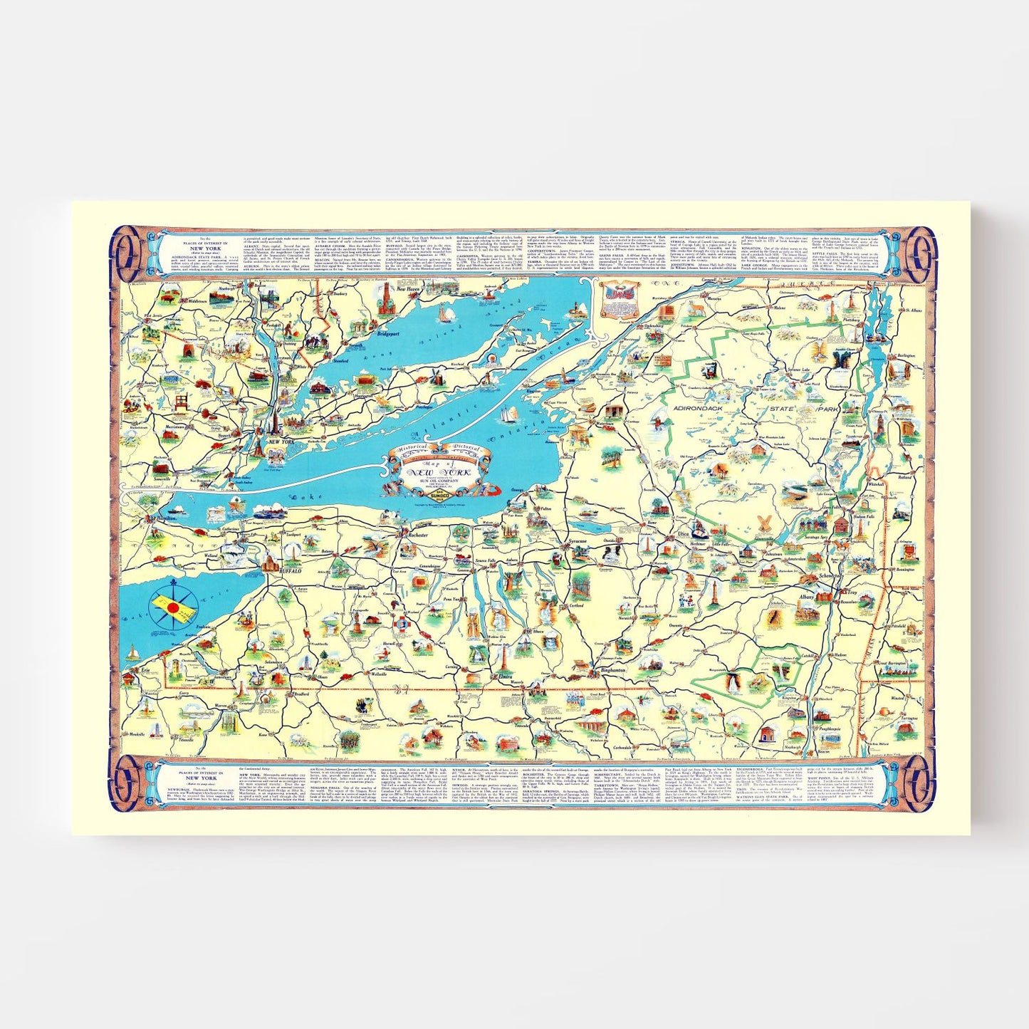Vintage Map of New York State, 1934