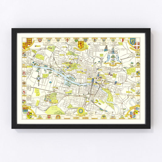 Vintage map of Glasgow, Scotland, 1938