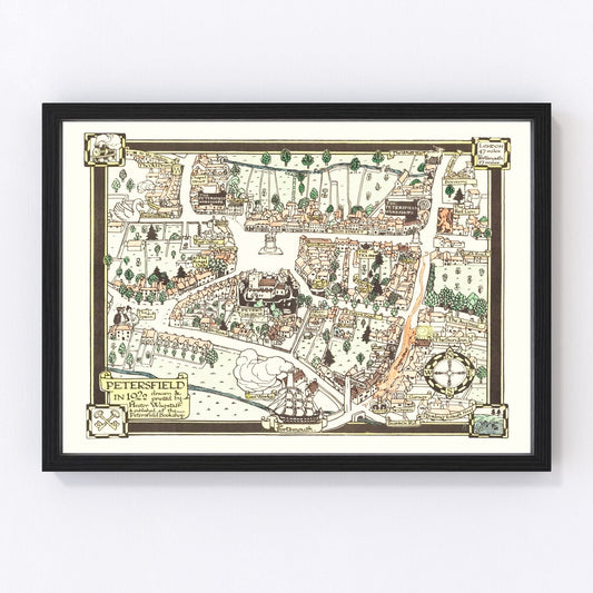 vintage map of Petersfield, England, 1922