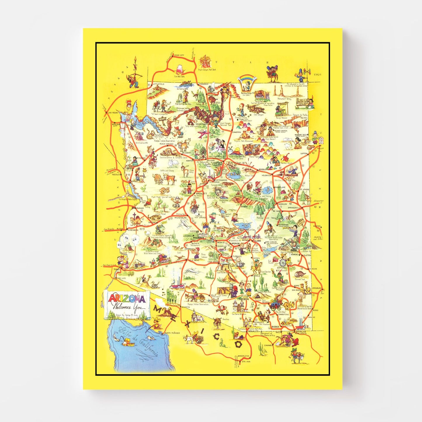 Vintage Map of Arizona, 1942