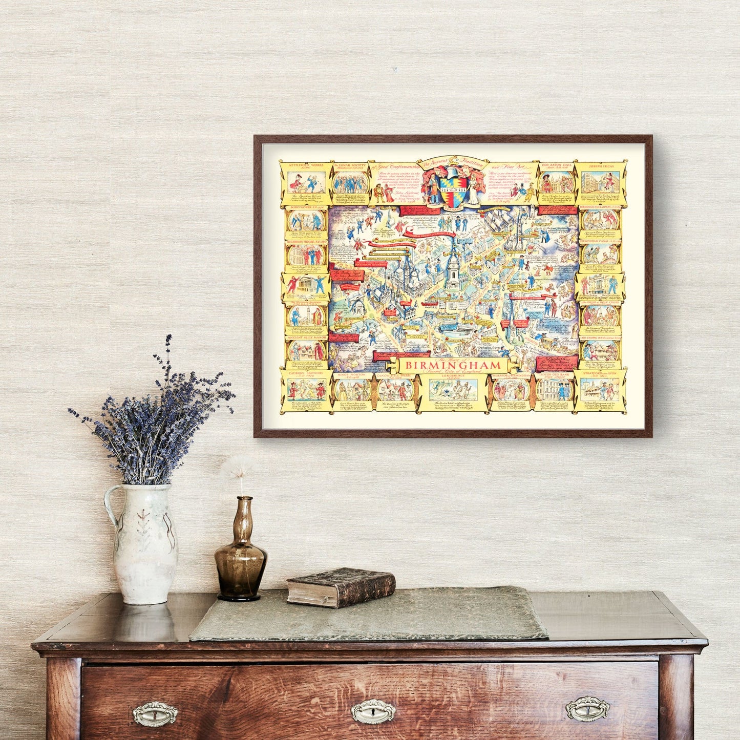 Vintage Map of Birmingham, England, 1940