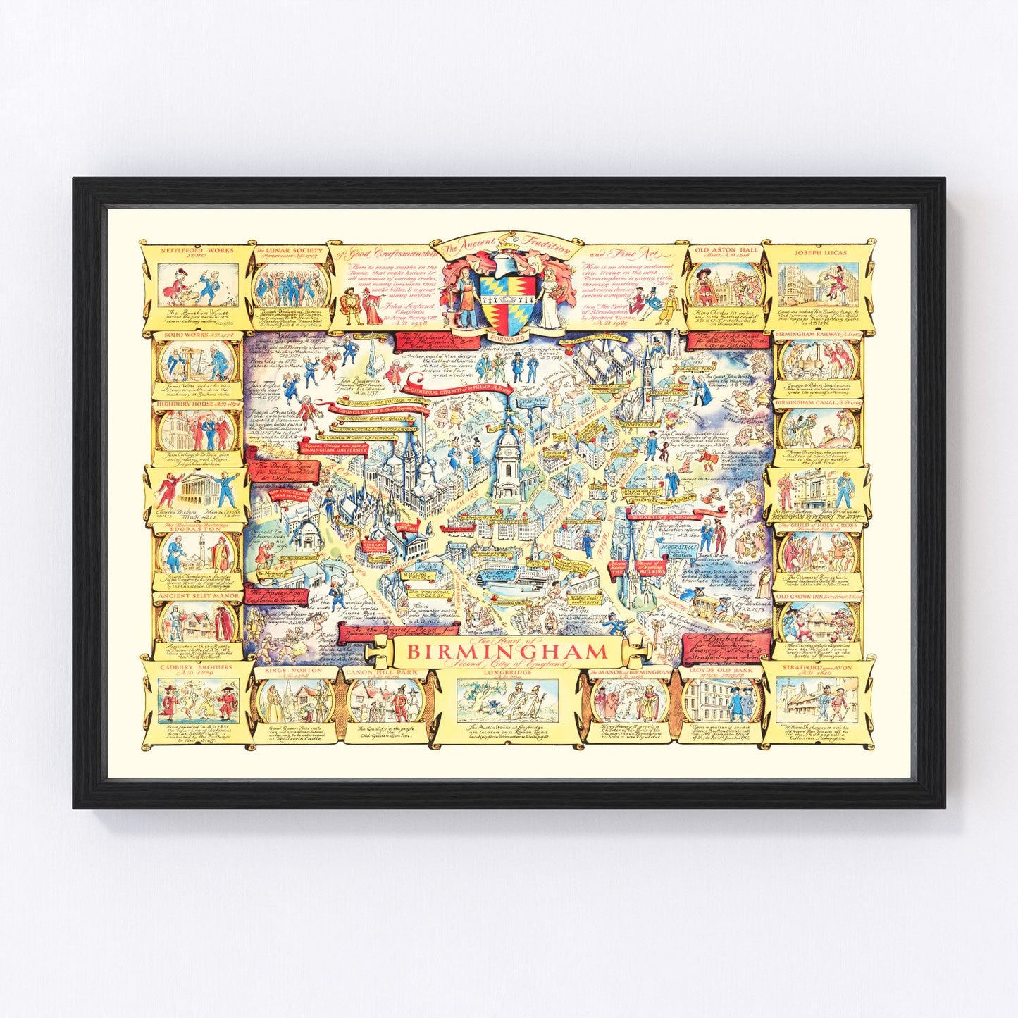 Vintage map of Birmingham, England, 1940