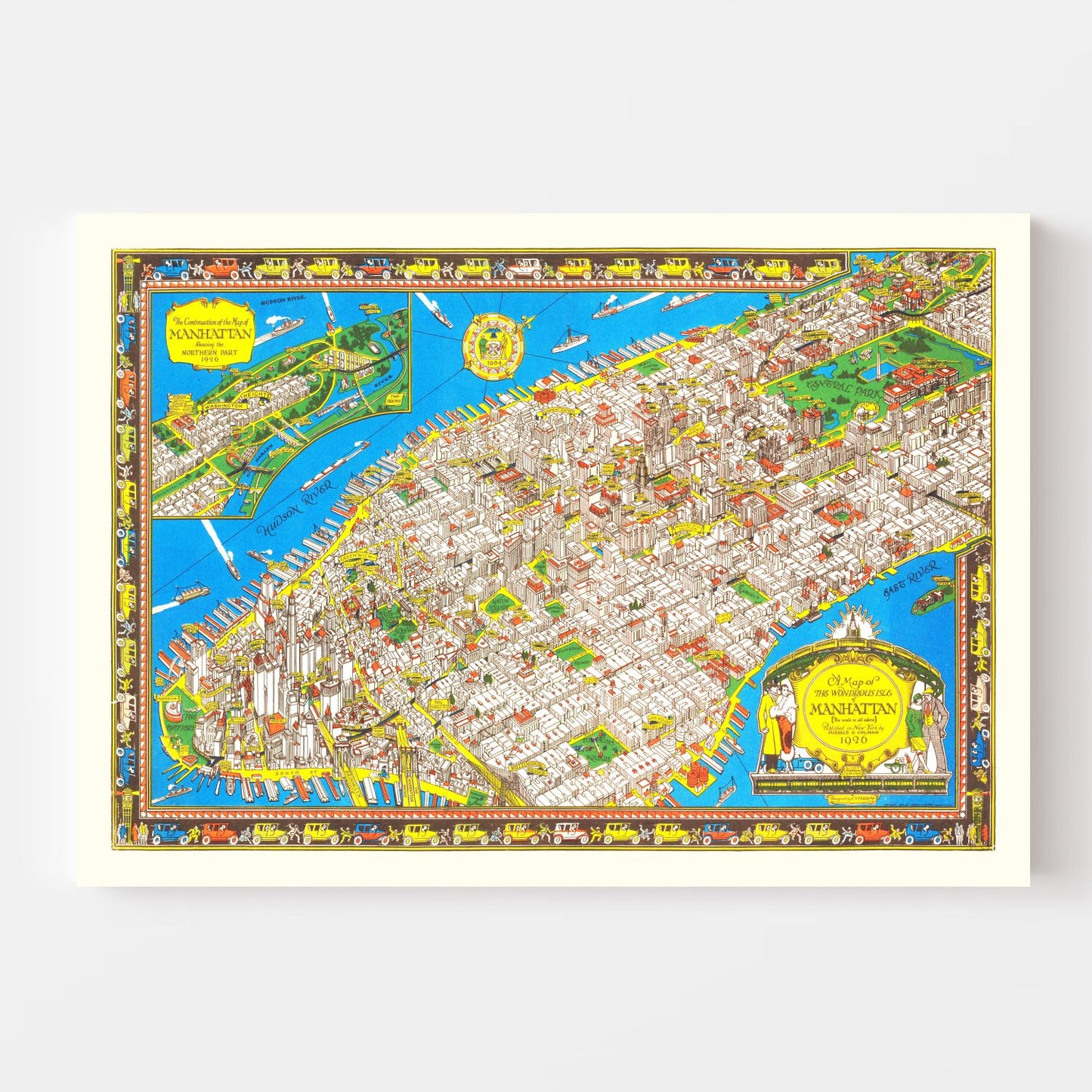 Vintage Map of Manhattan, New York, 1926