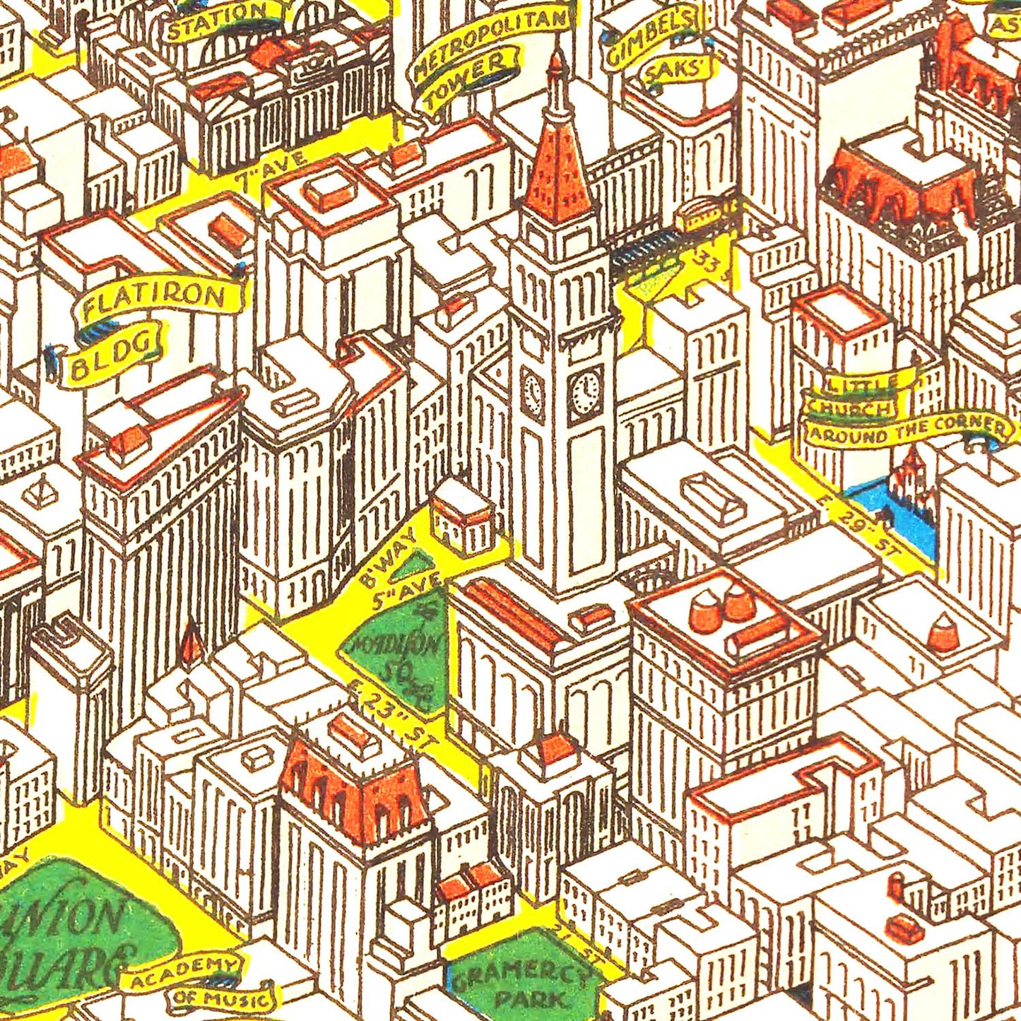 Vintage Map of Manhattan, New York, 1926