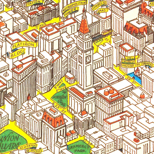 Vintage Map of Manhattan, New York, 1926
