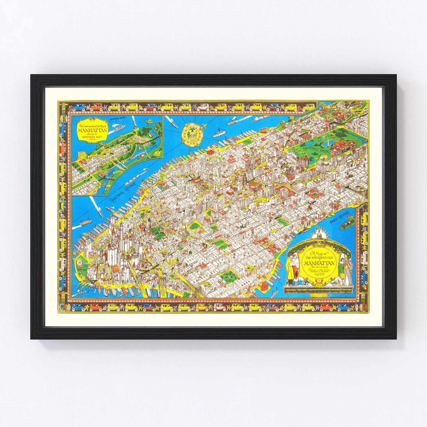 Vintage map of Manhattan, New York, 1926