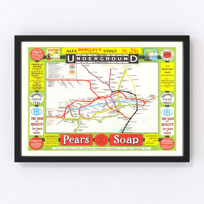 Vintage 1908 Edwardian railroad map of London at dawn of 20th century, restored cartographic print