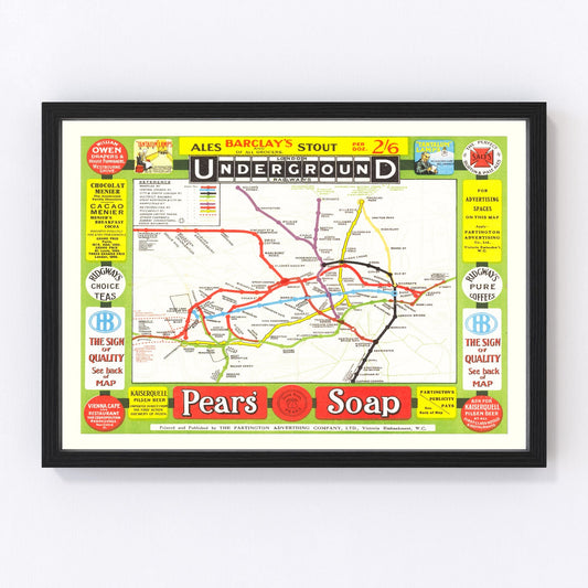 Vintage 1908 Edwardian railroad map of London at dawn of 20th century, restored cartographic print