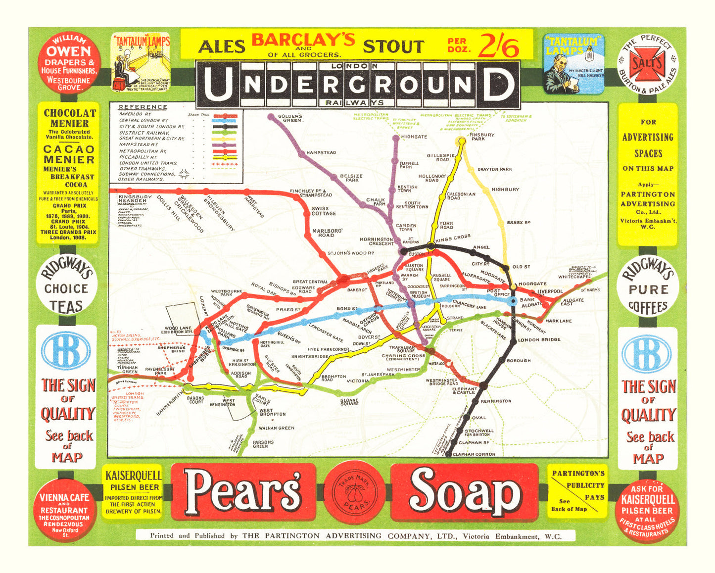 Vintage Railroad Map of London, 1908