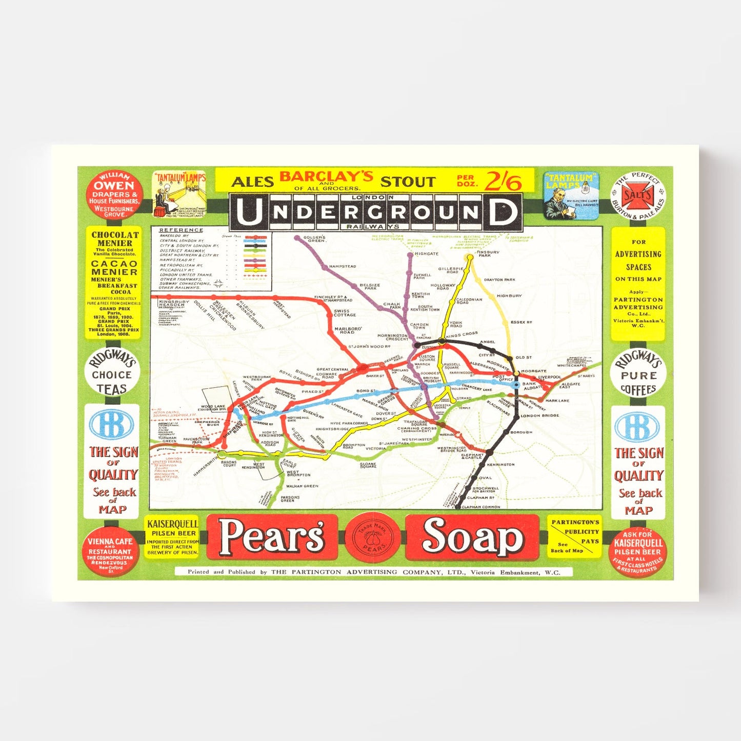 Vintage Railroad Map of London, 1908