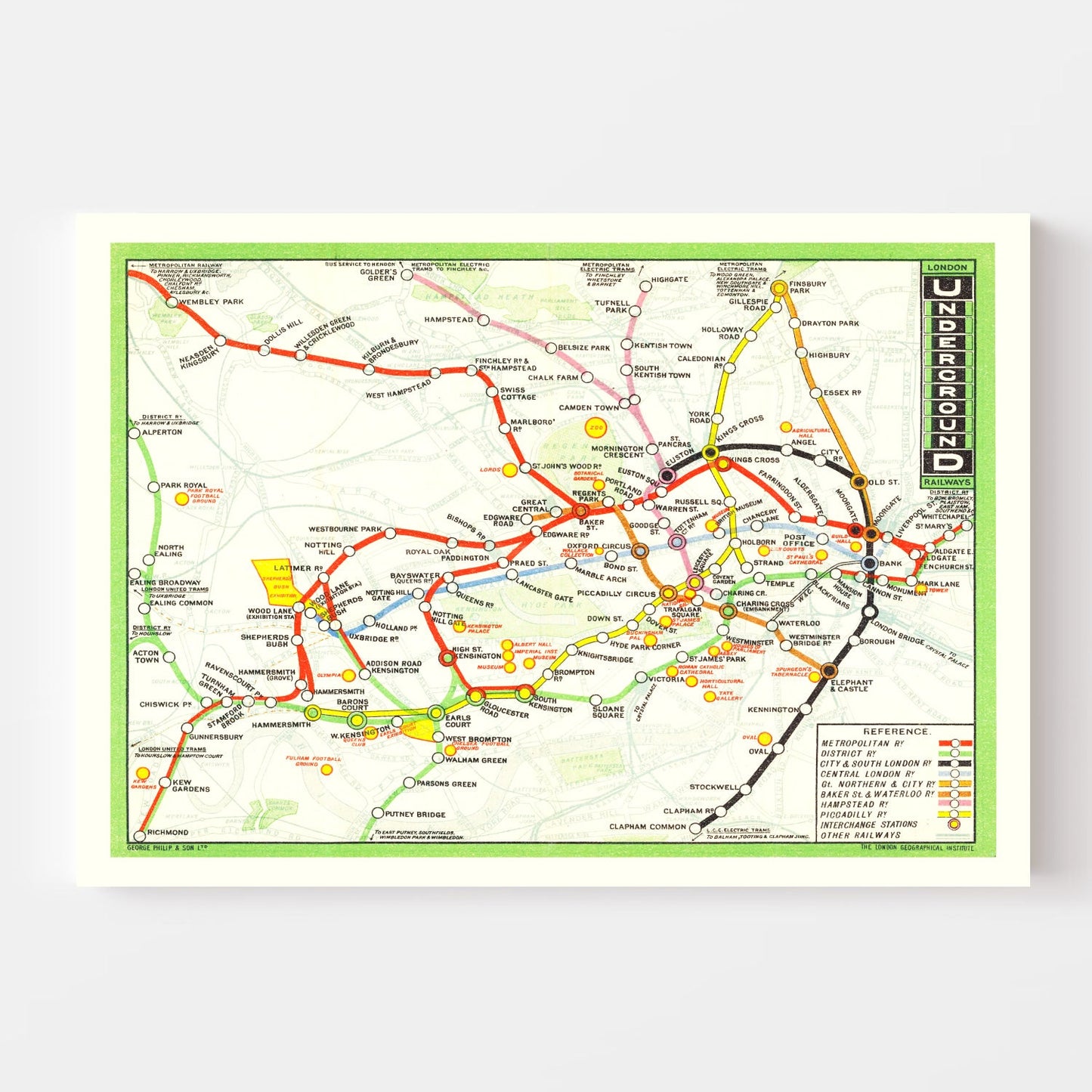 Vintage Railroad Map of London, 1912