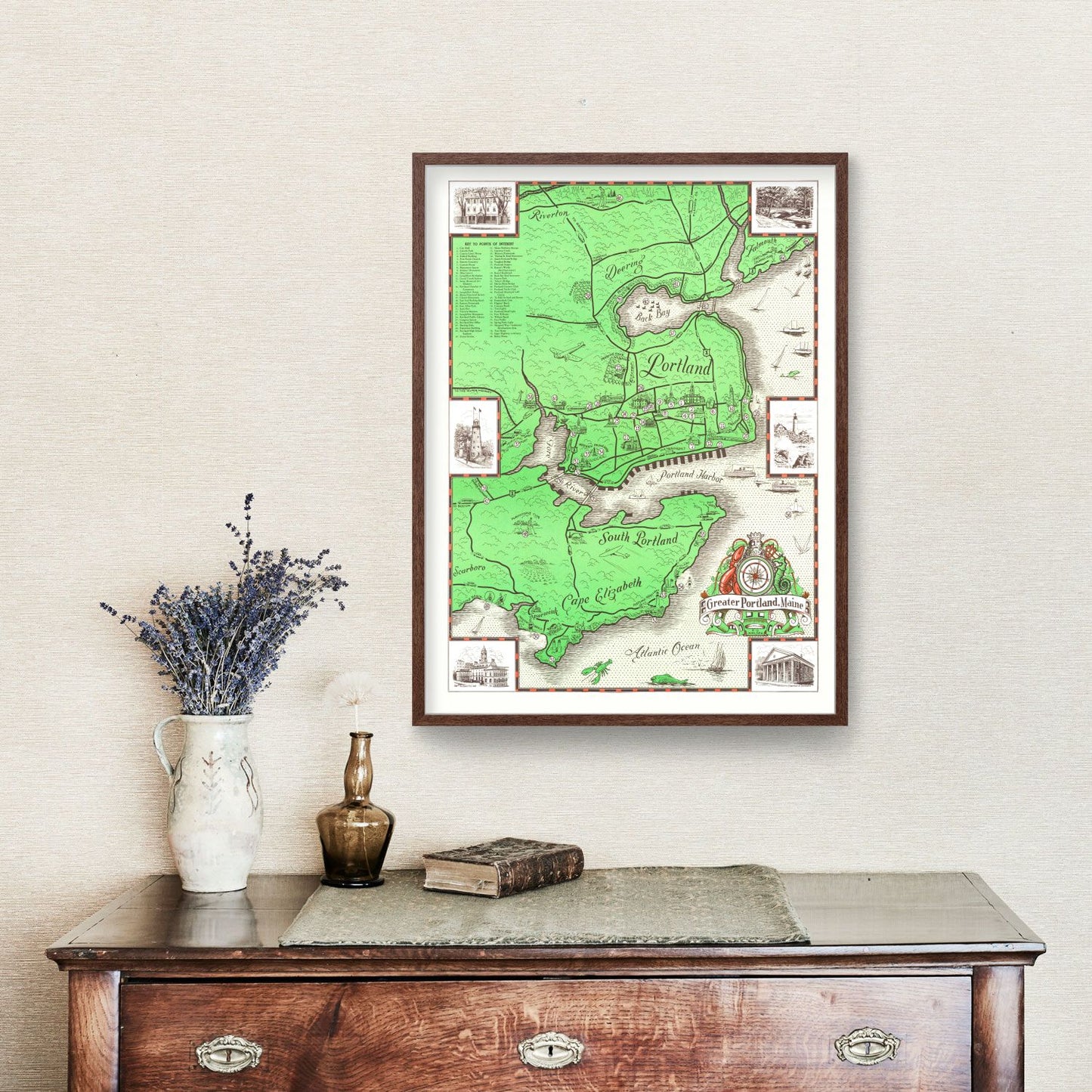 Vintage Map of Portland, Maine, 1948
