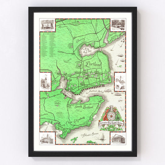 Vintage map of Portland, Maine, 1948