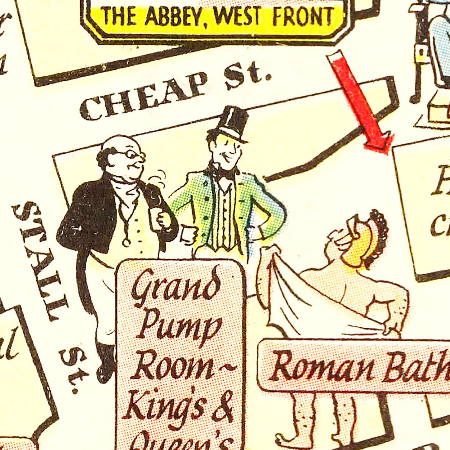 Vintage Map of Bath, United Kingdom, 1948
