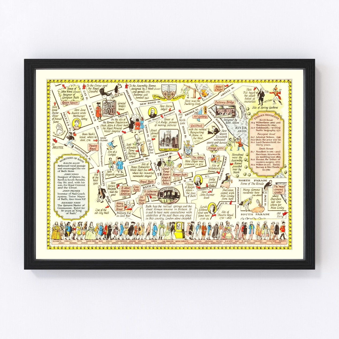 Vintage map of Bath, England, 1948
