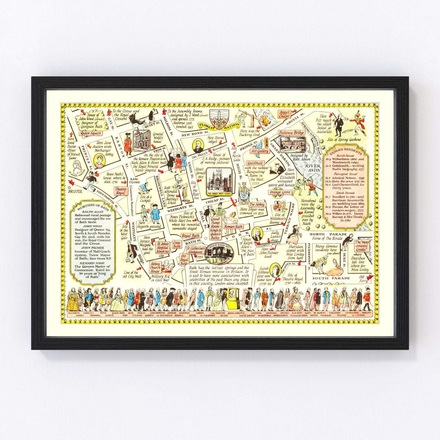 Vintage map of Bath, England, 1948