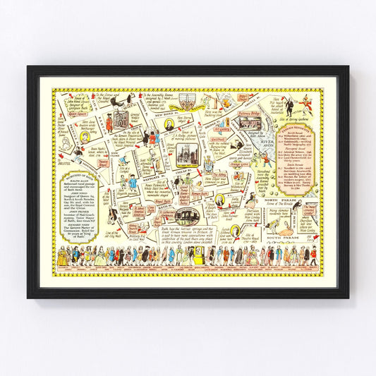 Vintage map of Bath, England, 1948