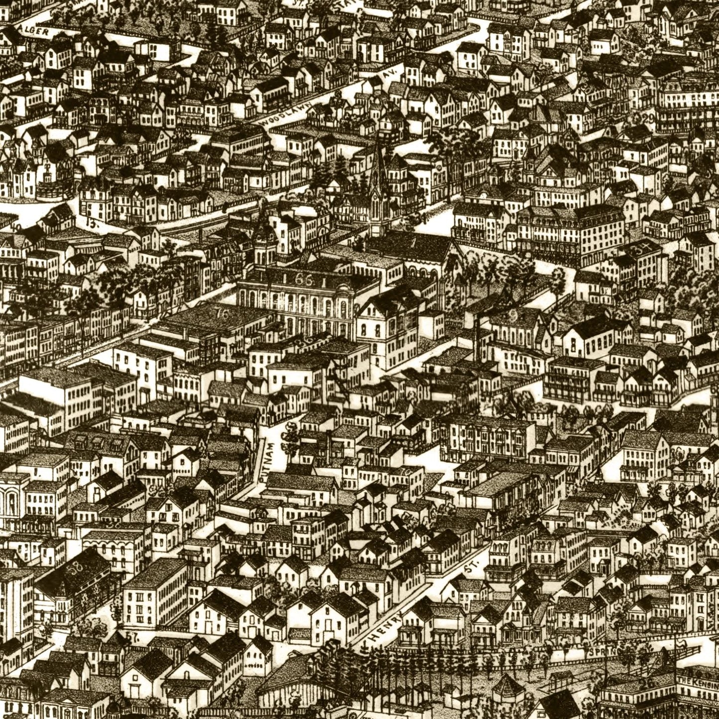 Vintage Map of Saratoga Springs, New York, 1888