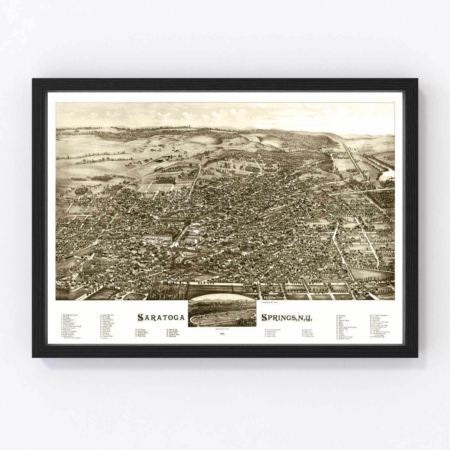 vintage map of Saratoga Springs, New York, 1888