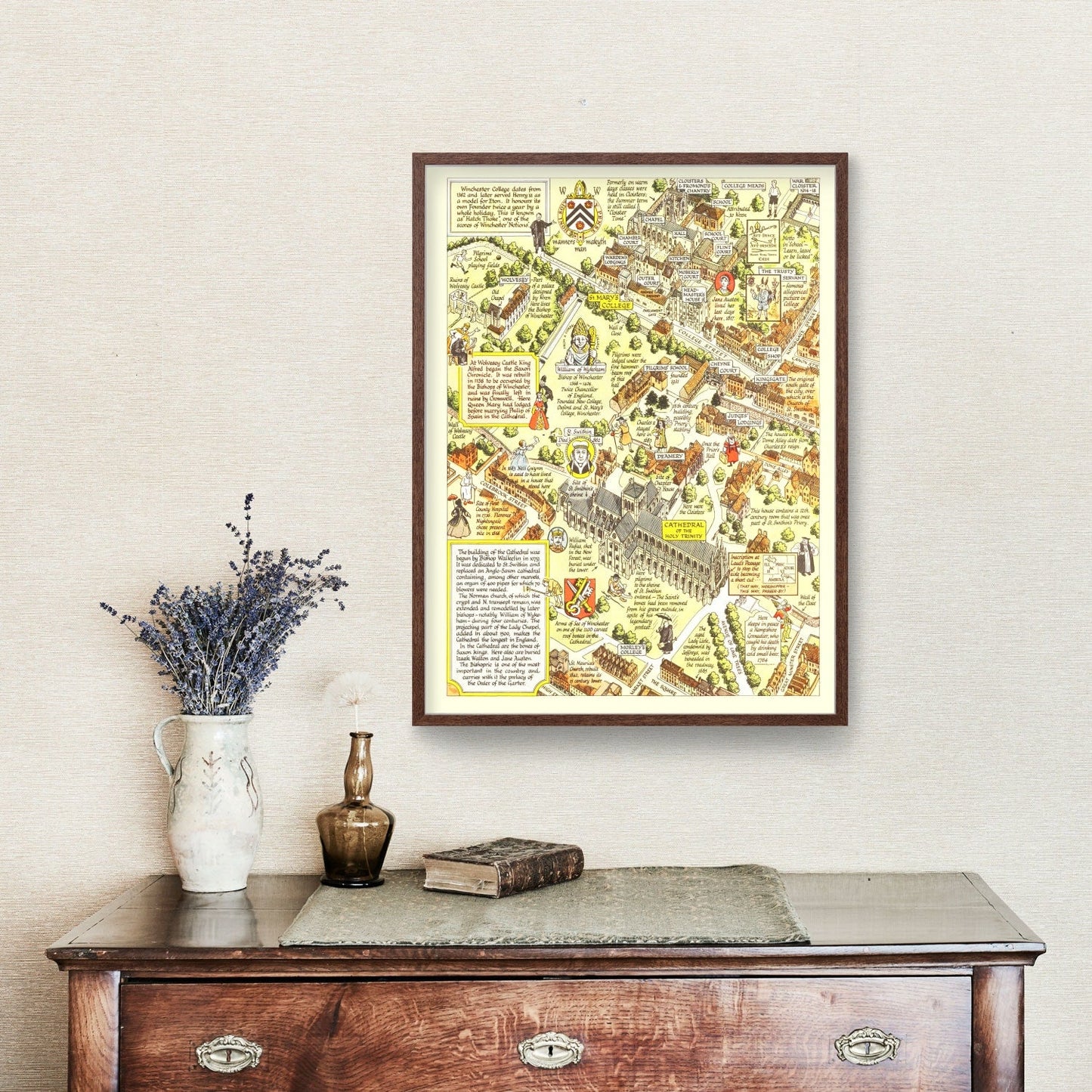 Vintage Map of Winchester, England, 1948